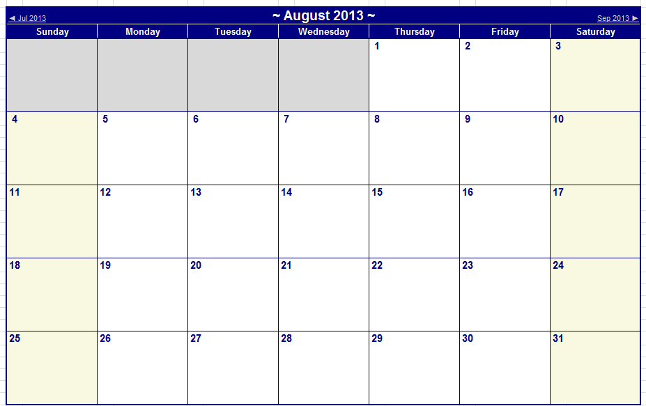 August September 2013 Printable Calendars â Iseek Tech
